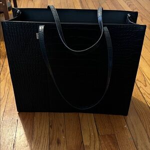 BEIS BLACK CROC LARGE WORK TOTE BAG!